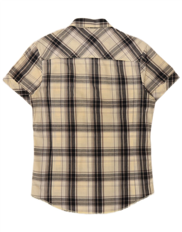 Camicia militare a maniche corte da uomo Lee in cotone scozzese beige medio
