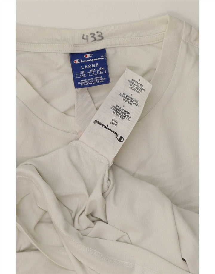 Champion Top grafico da uomo a maniche lunghe in cotone bianco grande