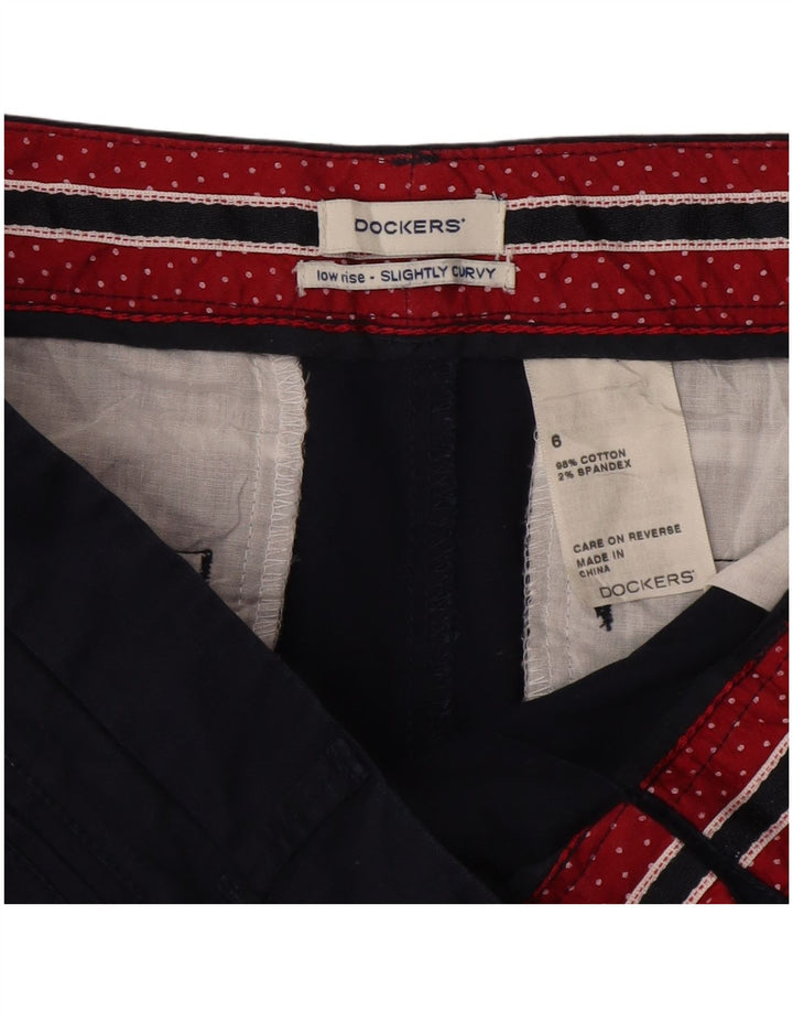 DOCKERS Pantaloncini chino leggermente curvy da donna US 6 medi W30 blu navy