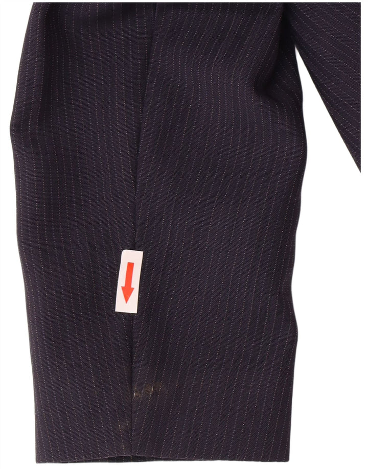 Giacca blazer vintage da donna a 1 bottone IT 46 grande gessato blu navy