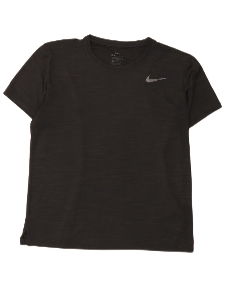 T-shirt Nike da uomo Dri Fit vestibilità standard, top grande in poliestere chiazzato nero