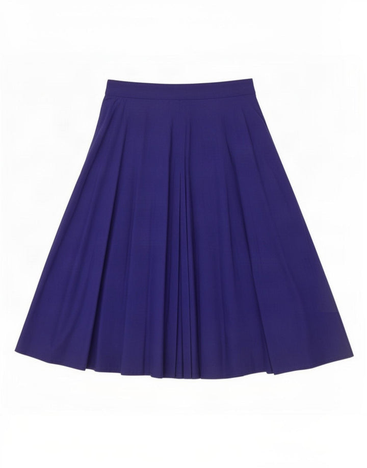 Gonna svasata da donna vintage IT 44 media L28 cotone blu