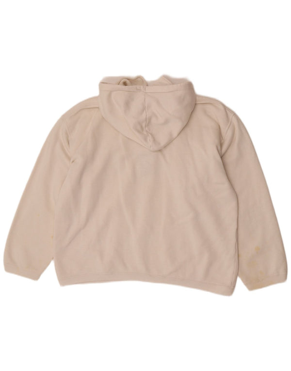 Maglione con cappuccio grafico da donna vintage con collo a polo UK 16 grande bianco