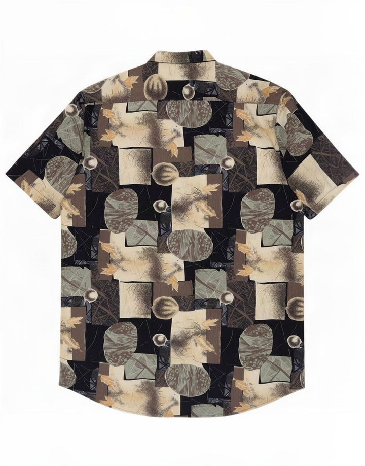Camicia vintage da uomo con motivo astratto taglia 42/43 grande multicolore