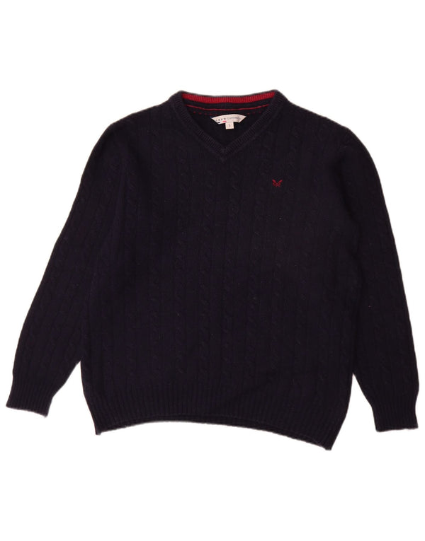 Crew Clothing Maglione oversize da donna con scollo a V UK 10 Piccolo Blu Navy