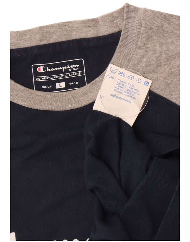 Canotta grafica da uomo Champion, grande, in cotone color block blu navy