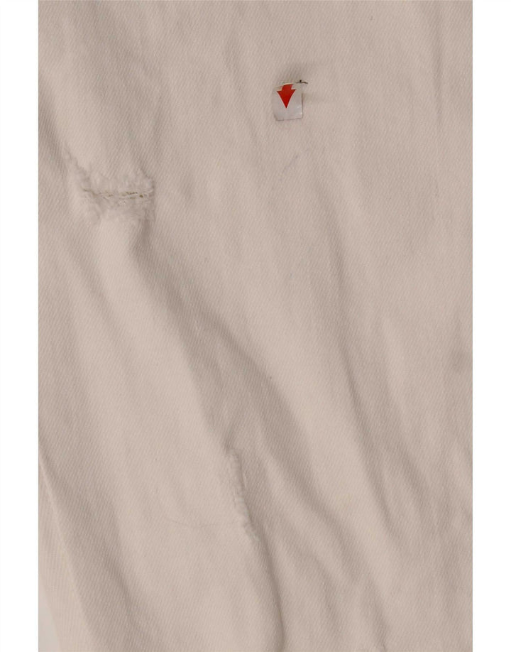 Jeans corti effetto invecchiato da donna Zara EU 42 Large W32 L24 cotone bianco