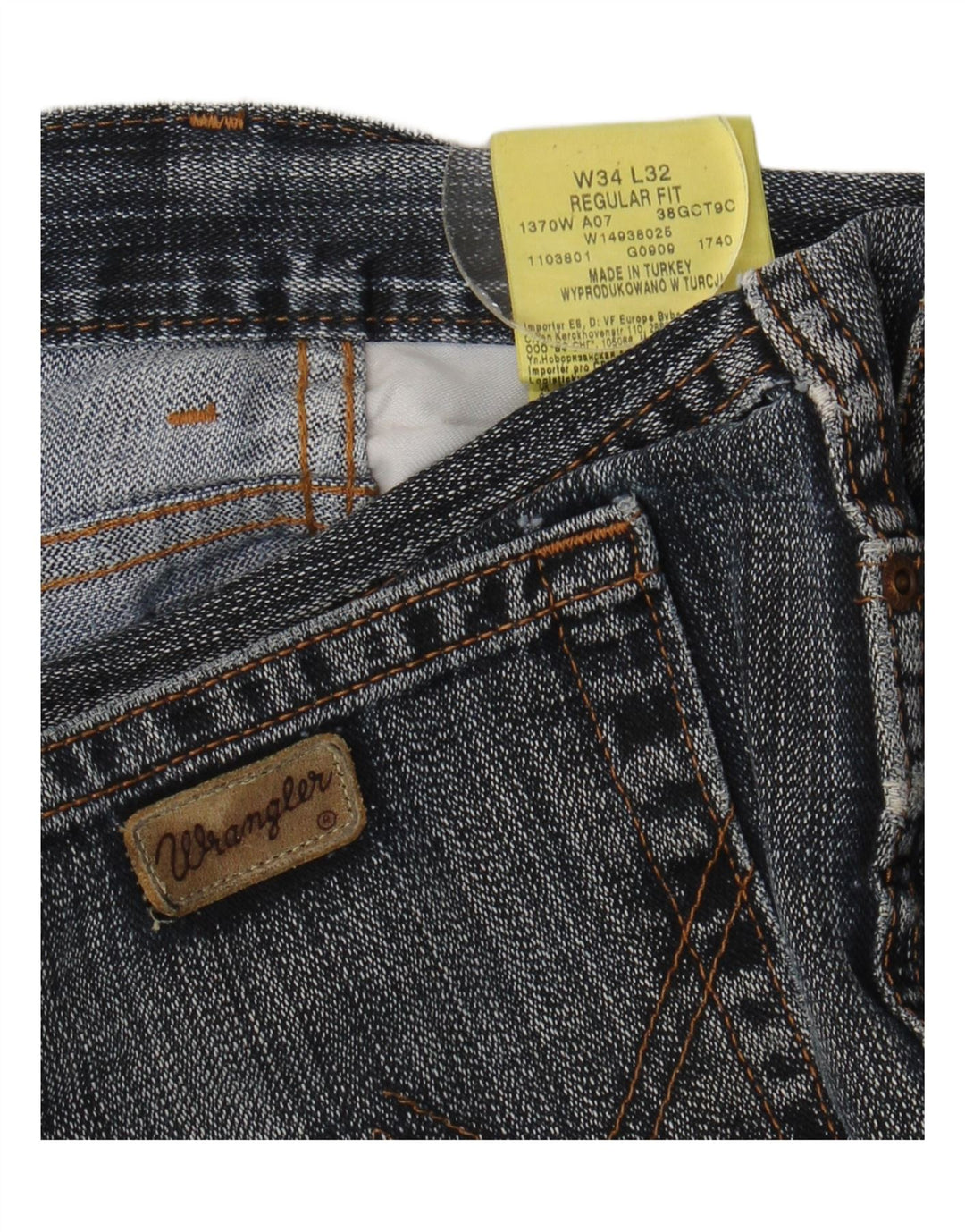 Jeans dritti da uomo Wrangler vestibilità regolare W34 L32 cotone blu