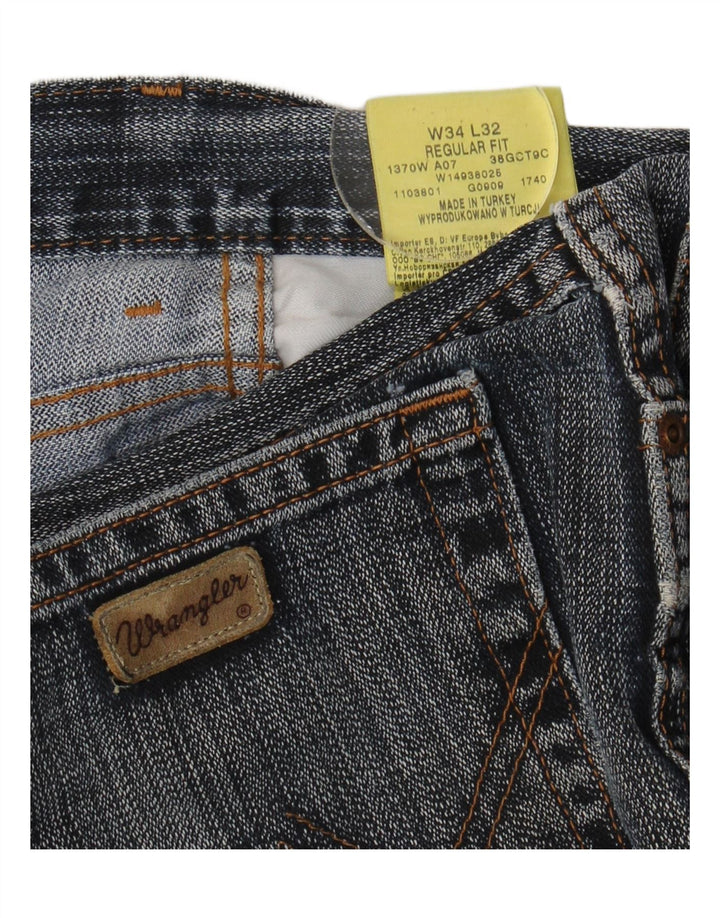 Jeans dritti da uomo Wrangler vestibilità regolare W34 L32 cotone blu