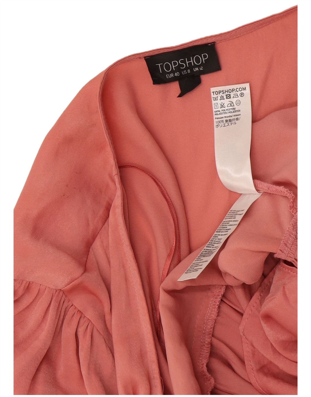 Topshop Camicetta da donna con camicia avvolgente UK 12 Poliestere rosa medio