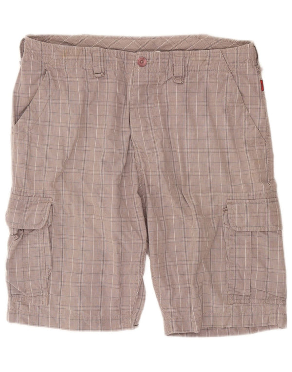 Pantaloncini cargo Kappa da uomo Perfect Fit IT 50 Large W36 in cotone a quadri grigi