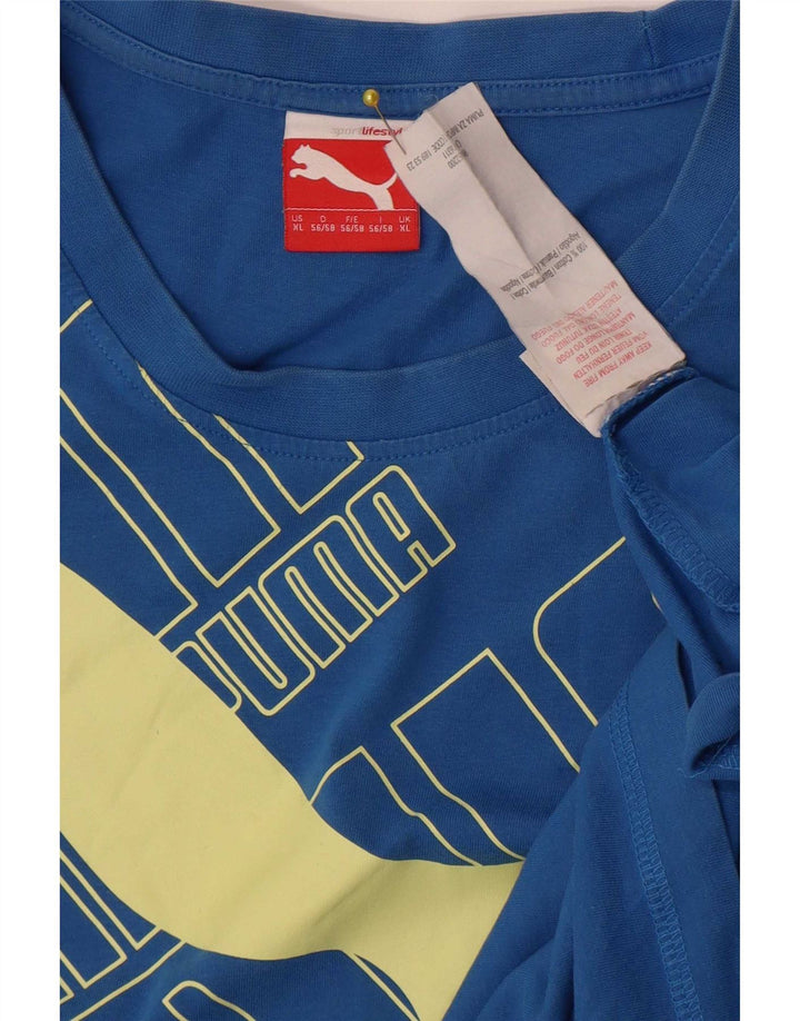 T-shirt grafica da uomo Puma Top XL in cotone blu