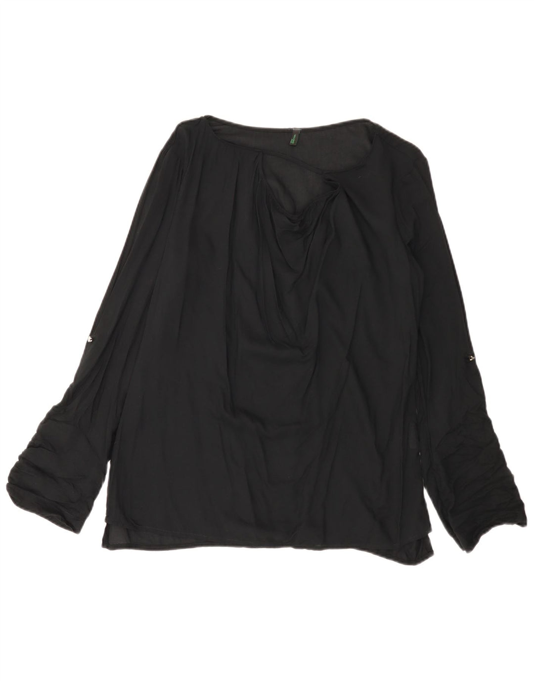 BENETTON Camicetta a maniche lunghe da donna UK 14 Viscosa media nera