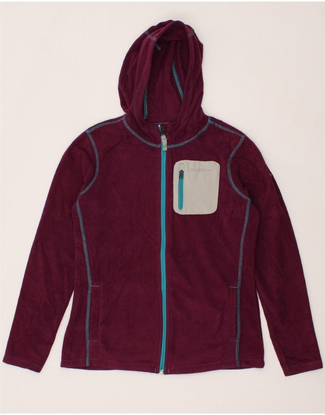 EDDIE BAUER Girls Hooded Fleece Jacket 14-15 Years Large Maroon Polyester Vintage Eddie Bauer and Second-Hand Eddie Bauer from Messina Hembry 
