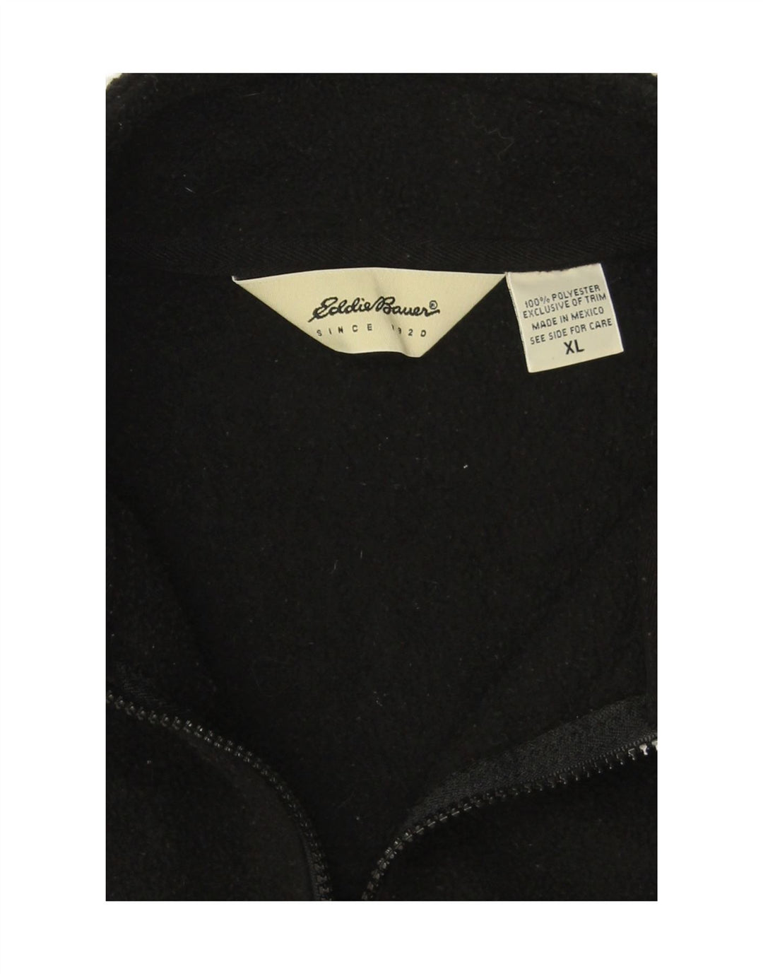 EDDIE BAUER Mens Zip Neck Fleece Jumper XL Black Polyester Vintage Eddie Bauer and Second-Hand Eddie Bauer from Messina Hembry 