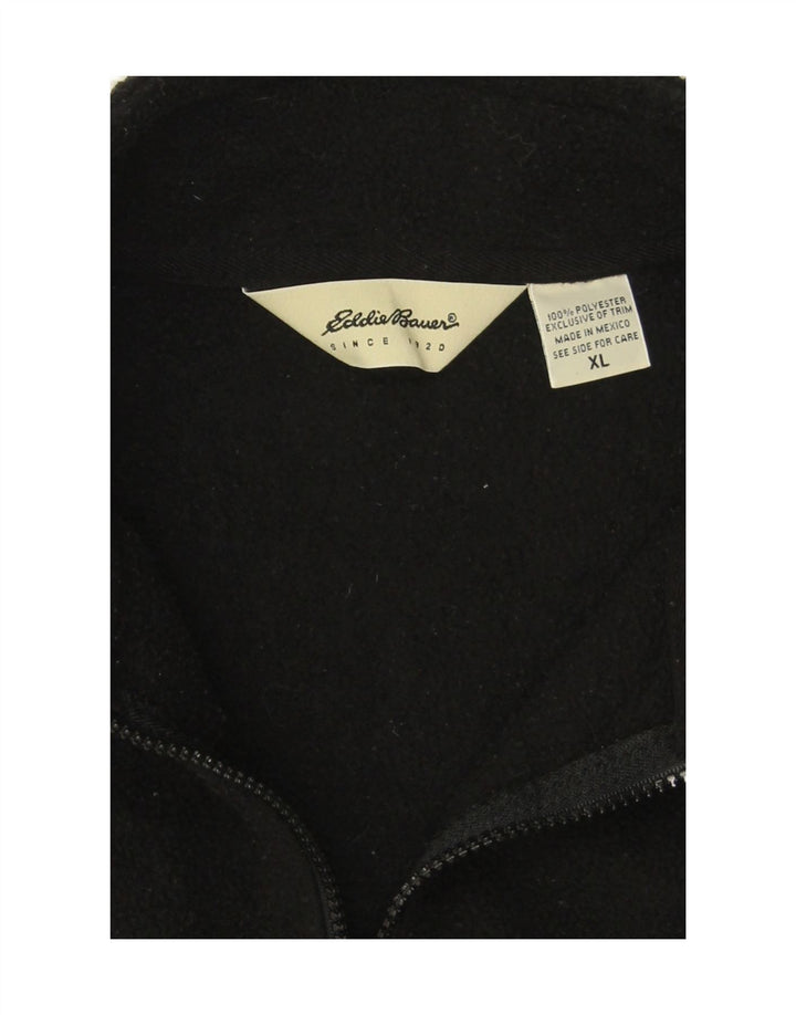 EDDIE BAUER Mens Zip Neck Fleece Jumper XL Black Polyester Vintage Eddie Bauer and Second-Hand Eddie Bauer from Messina Hembry 