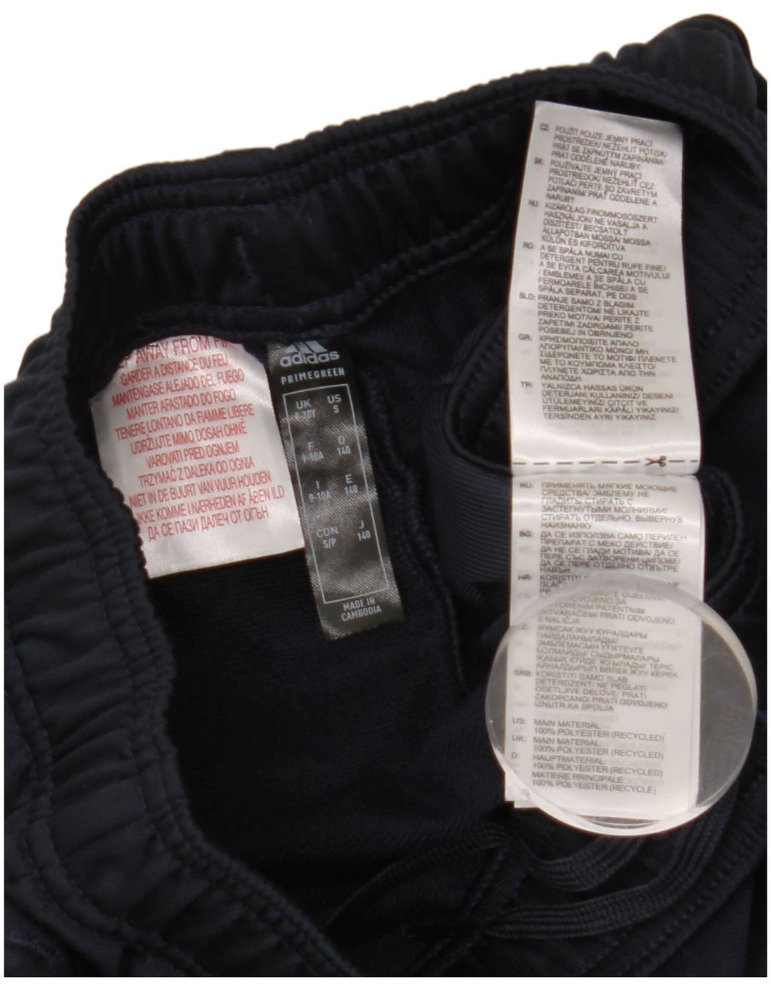 Pantaloni da tuta ADIDAS Primegreen da ragazzo 9-10 anni in poliestere blu navy