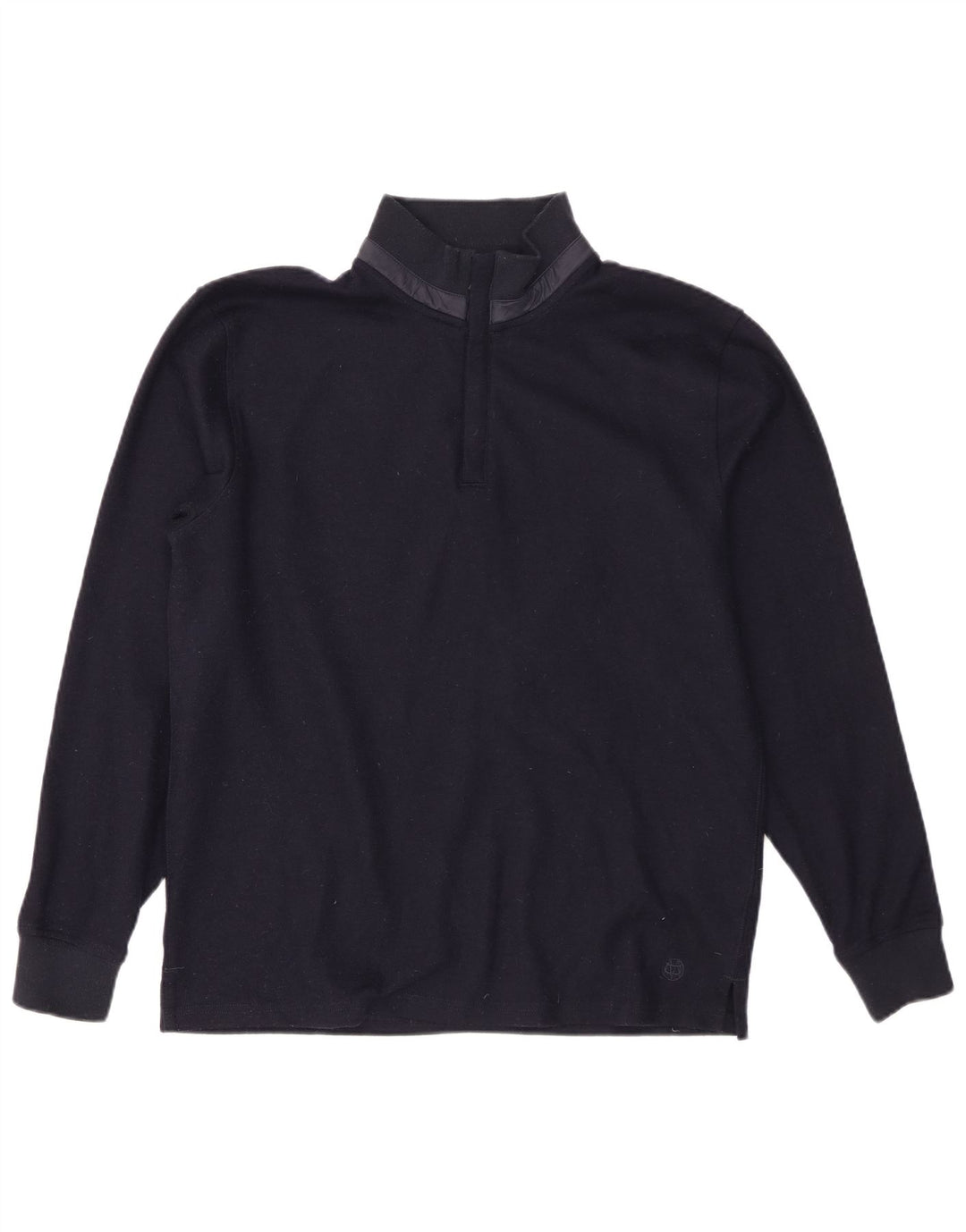 Massimo Dutti Maglione da uomo con zip e collo grande in poliestere blu navy