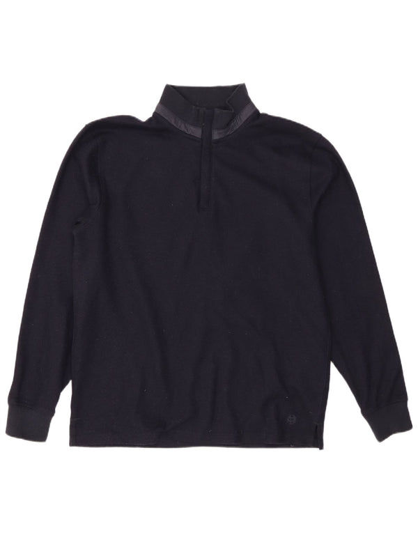 Massimo Dutti Maglione da uomo con zip e collo grande in poliestere blu navy