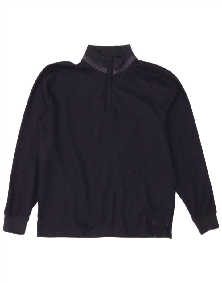 Massimo Dutti Maglione da uomo con zip e collo grande in poliestere blu navy