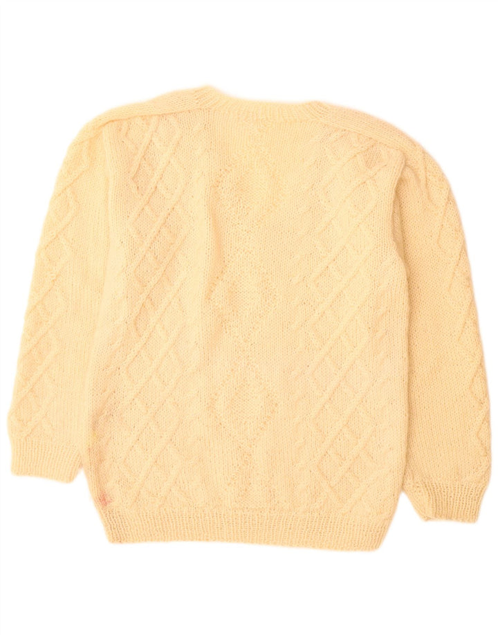 Maglione vintage da uomo con scollo a V grande beige