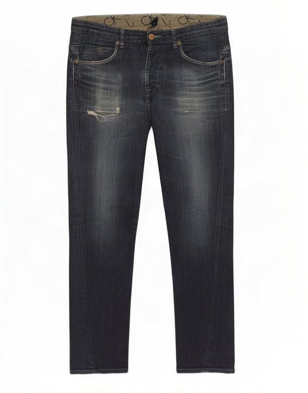 Jeans slim invecchiati da uomo Calvin Klein W34 L32 cotone blu navy