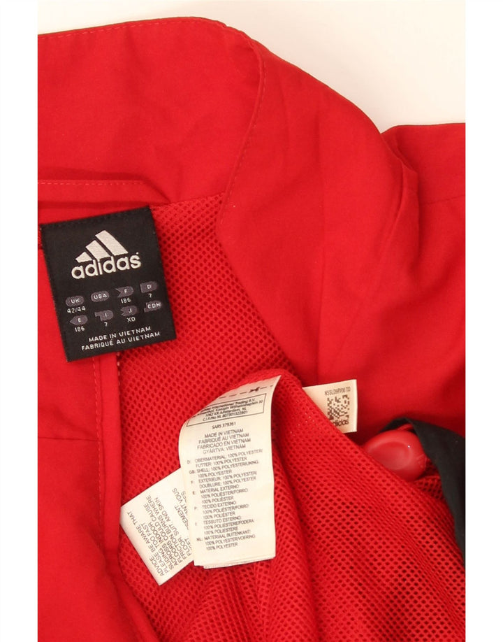 Giacca da tuta da uomo Adidas UK 42/44 Large Rosso Colourblock Poliestere
