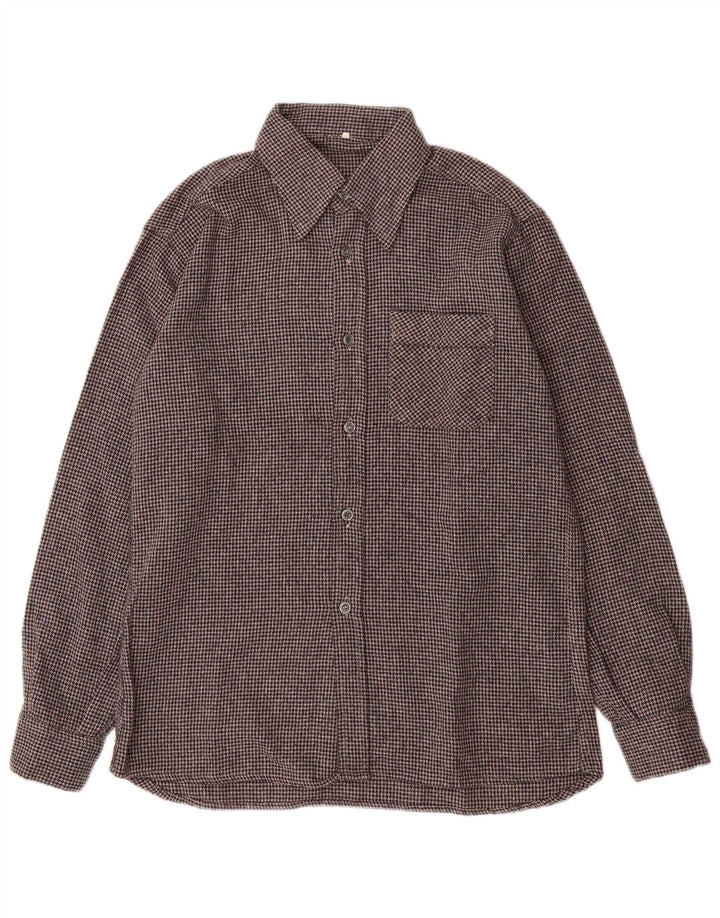 Camicia da uomo in flanella VINTAGE taglia 40 pied de poule grigio medio