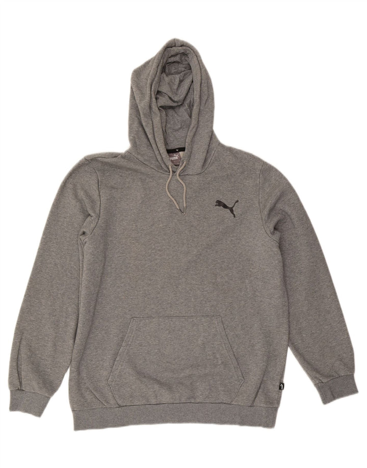 PUMA Mens Hoodie Jumper Large Grey Cotton