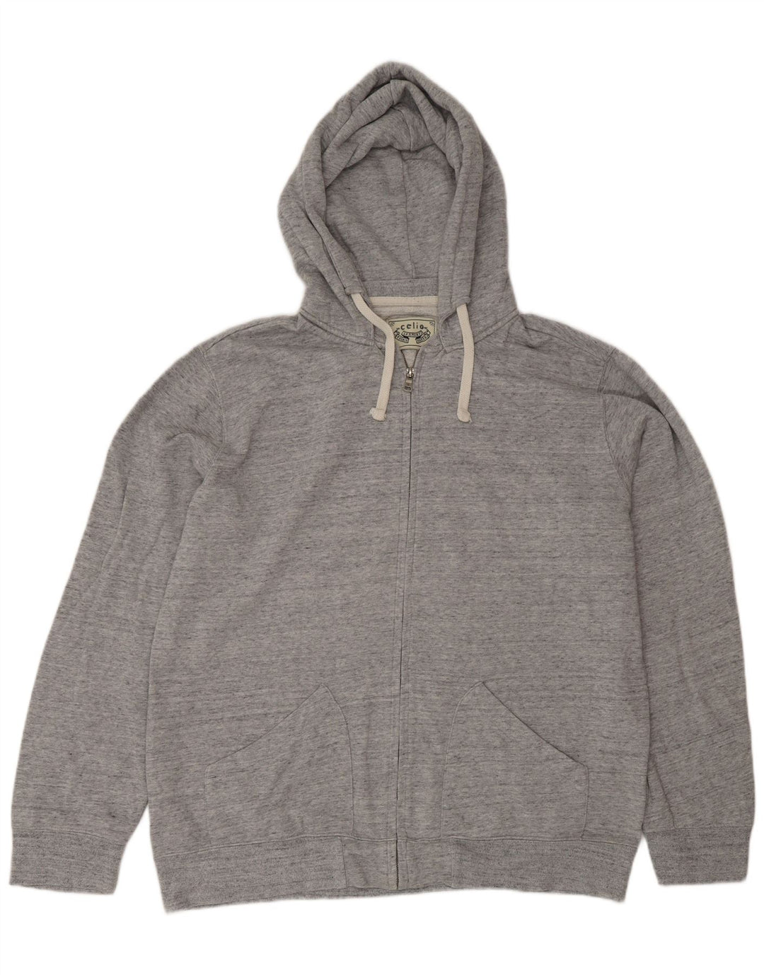 Maglione con cappuccio e zip da uomo Celio 2XL cotone chiazzato grigio