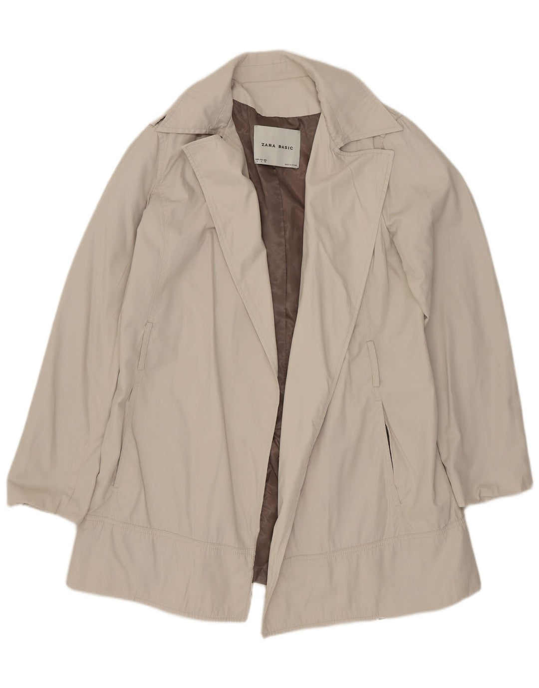 Trench aperto da donna Zara UK 16 grande bianco sporco