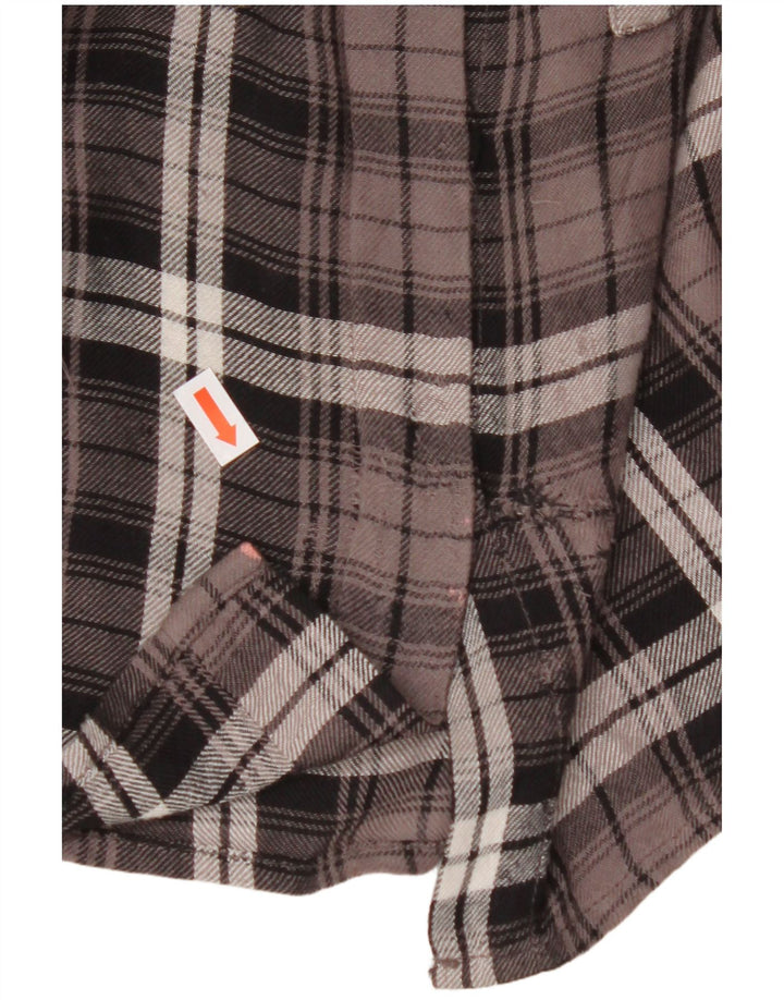 Camicia oversize in flanella da donna BENETTON UK 10 viscosa a quadri marrone piccolo