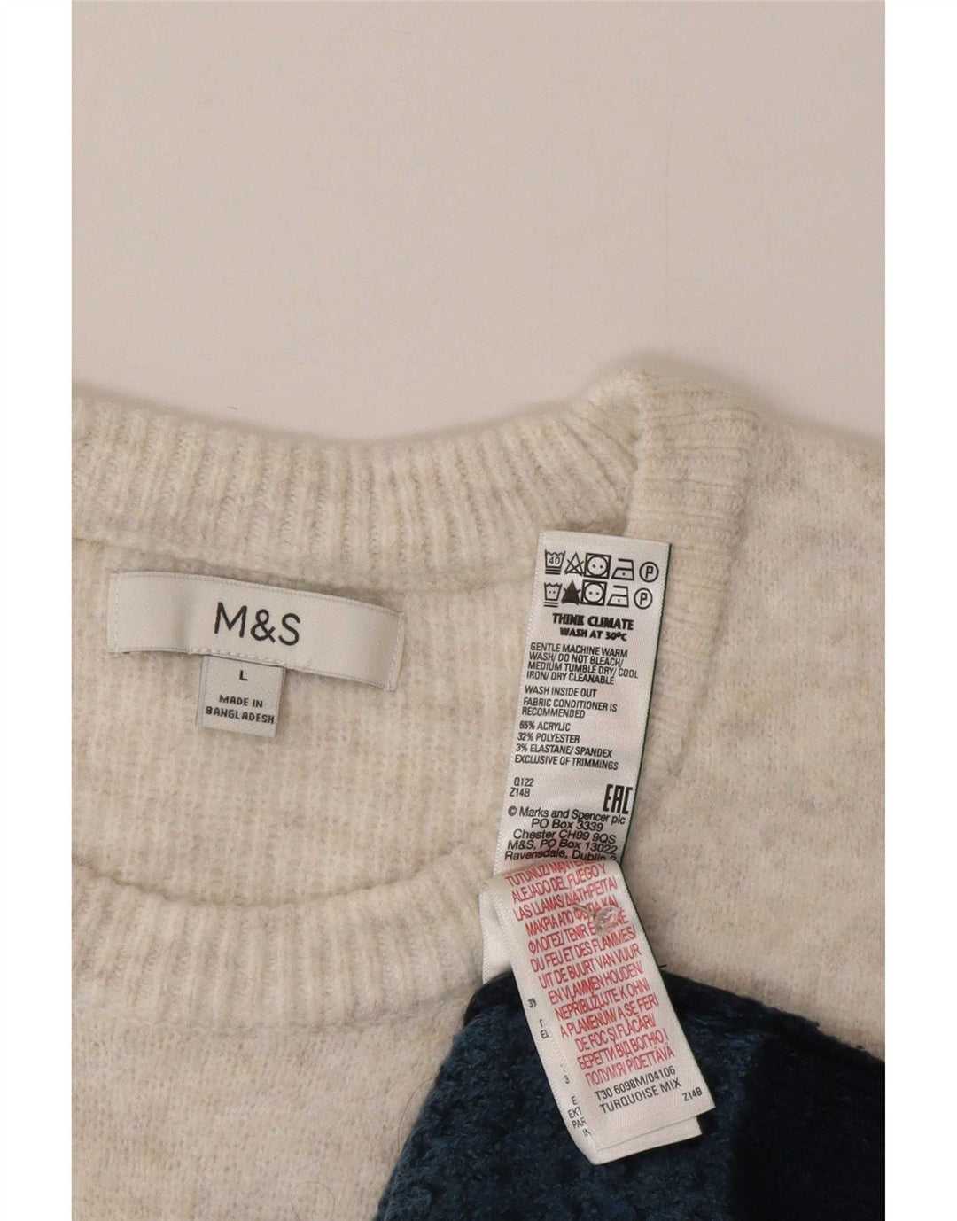 Maglione maglione girocollo da uomo Marks & Spencer grande turchese Fair Isle