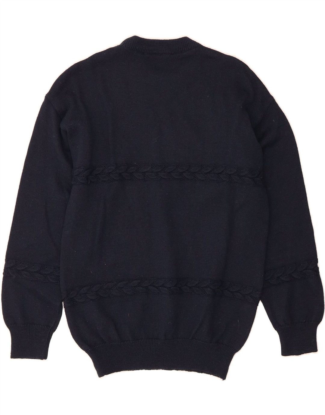 CASSAN Mens Crew Neck Jumper Sweater IT 50 Medium Navy Blue Geometric Vintage Cassan and Second-Hand Cassan from Messina Hembry 
