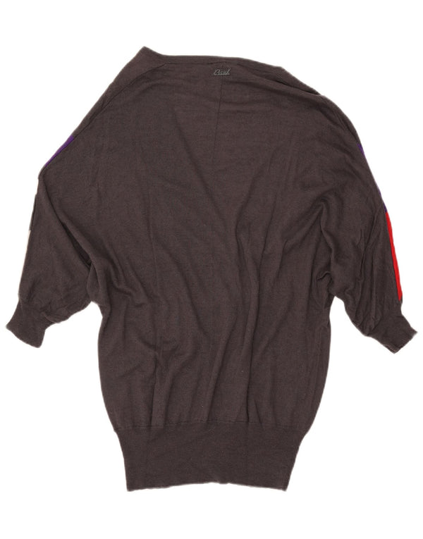 DIESEL Maglione cardigan lungo da donna UK 10 Small Grey Colourblock