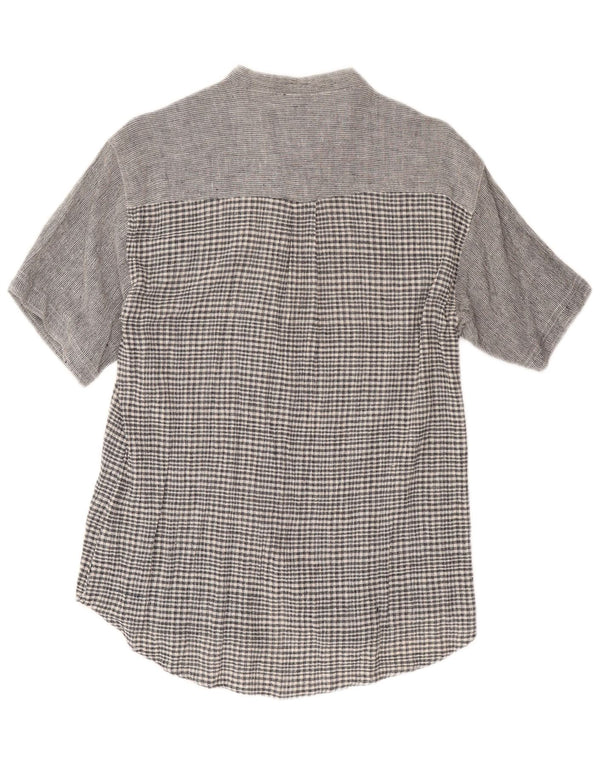Camicia a maniche corte da donna Amaranto UK 14 Cotone a quadri grigio medio