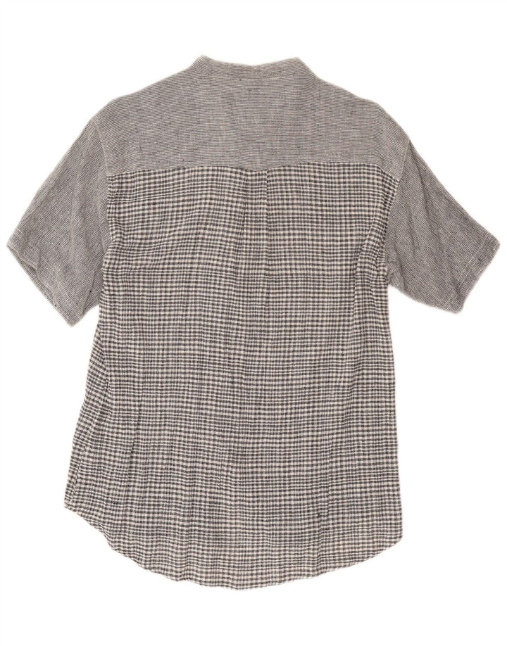 Camicia a maniche corte da donna Amaranto UK 14 Cotone a quadri grigio medio