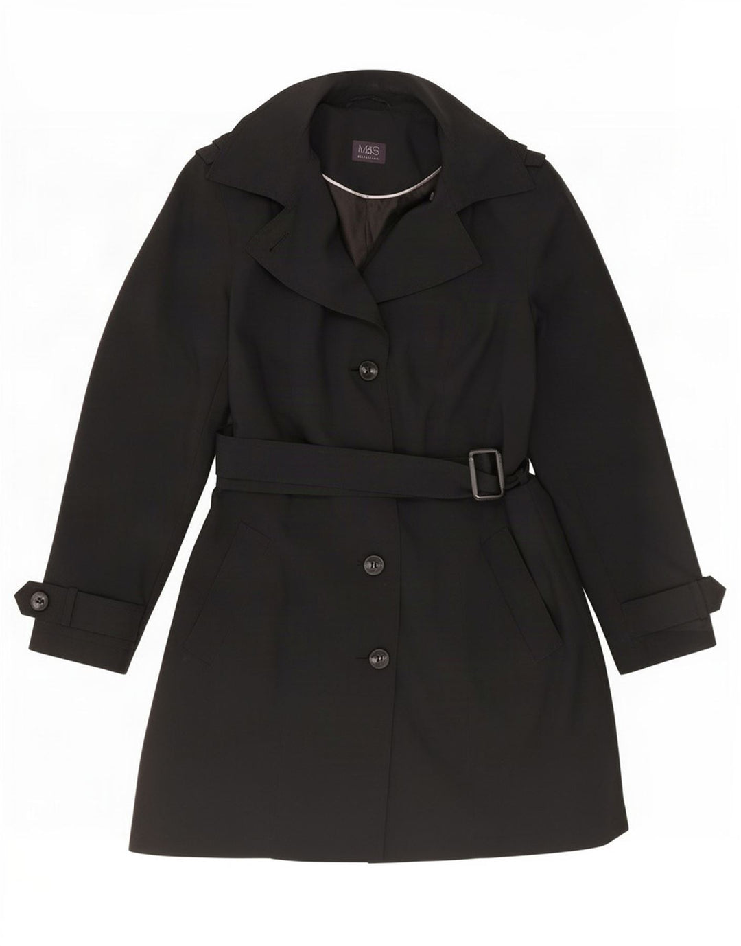 Trench da donna Marks & Spencer UK 12 medio poliestere nero