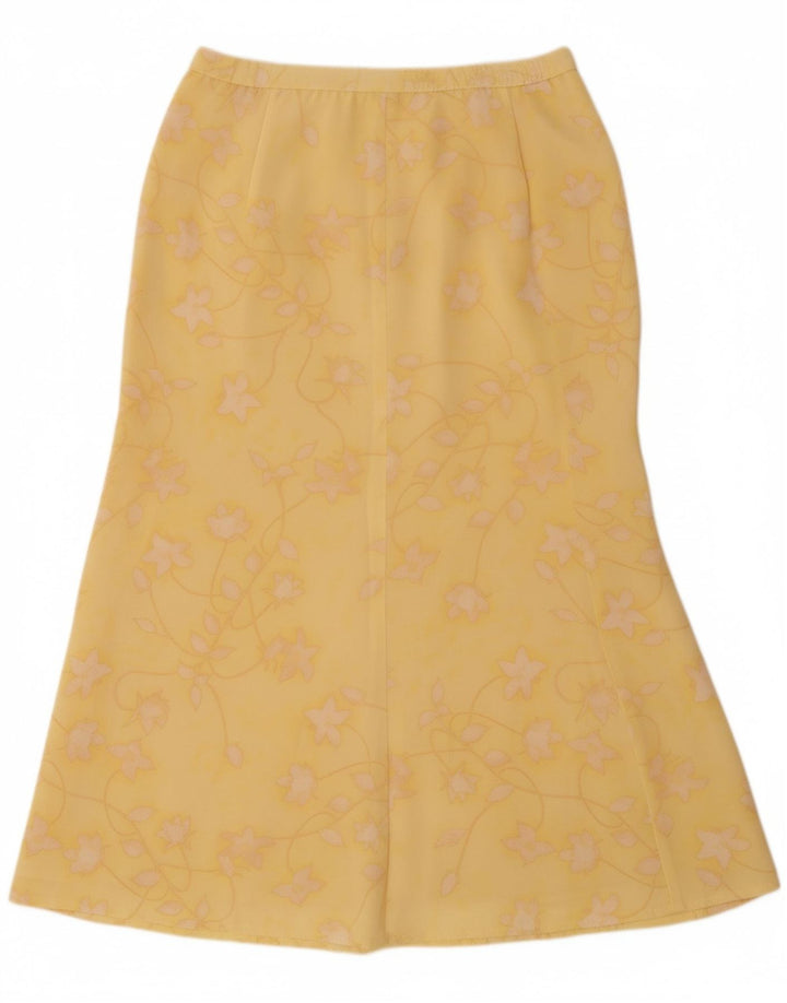 Gonna a trapezio da donna JACQUES VERT UK 12 media W30 poliestere floreale giallo