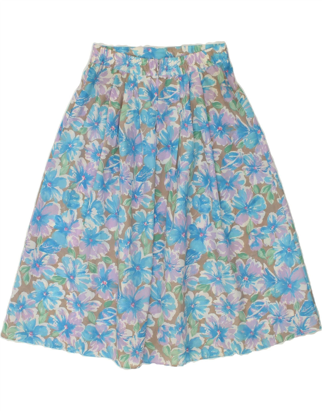 VINTAGE Womens Pleated Skirt EU 40 Medium W28 Blue Floral Vintage Vintage and Second-Hand Vintage from Messina Hembry 