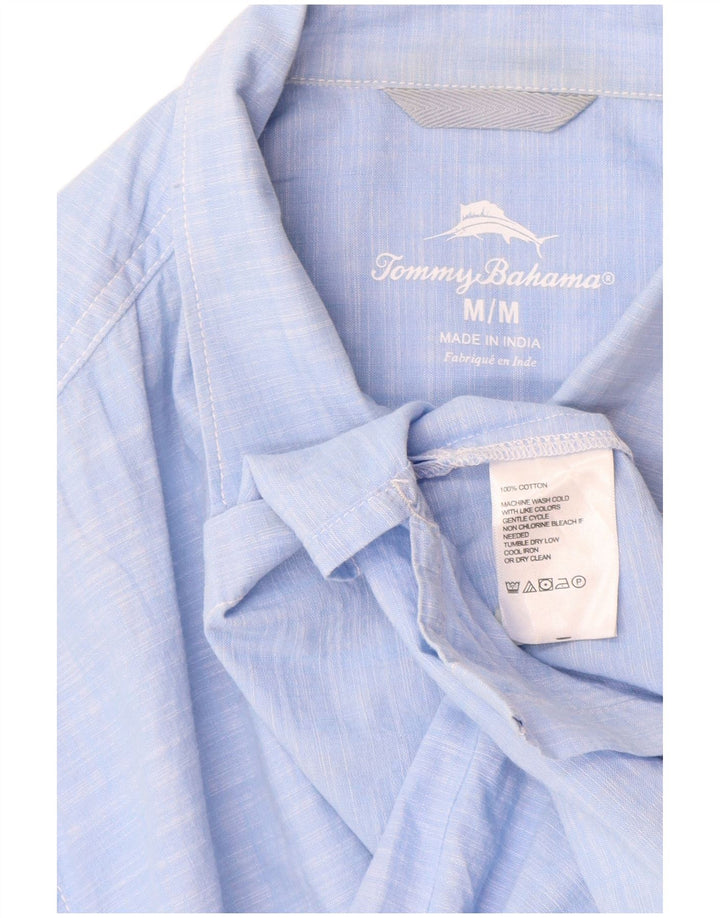 Camicia a maniche corte da uomo Tommy Bahama in cotone screziato blu medio