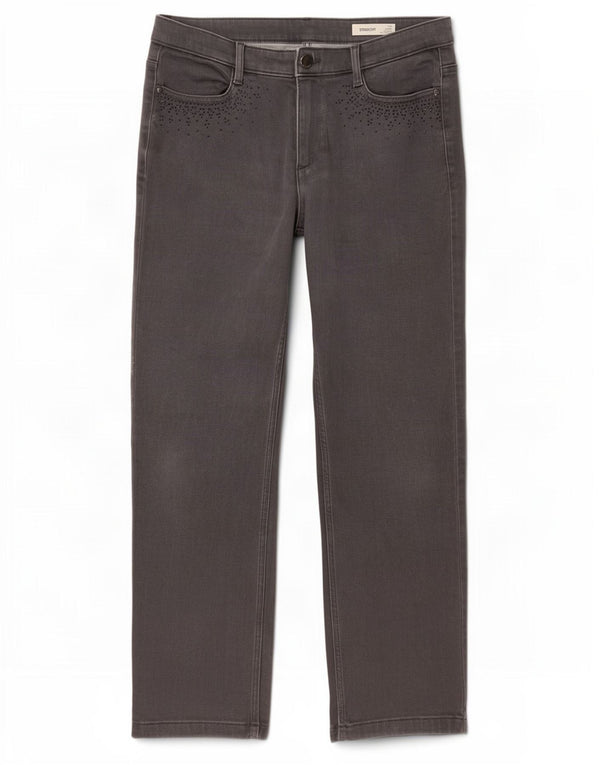 Jeans dritti da donna Marks & Spencer UK 14 Large W32 L28 Cotone grigio