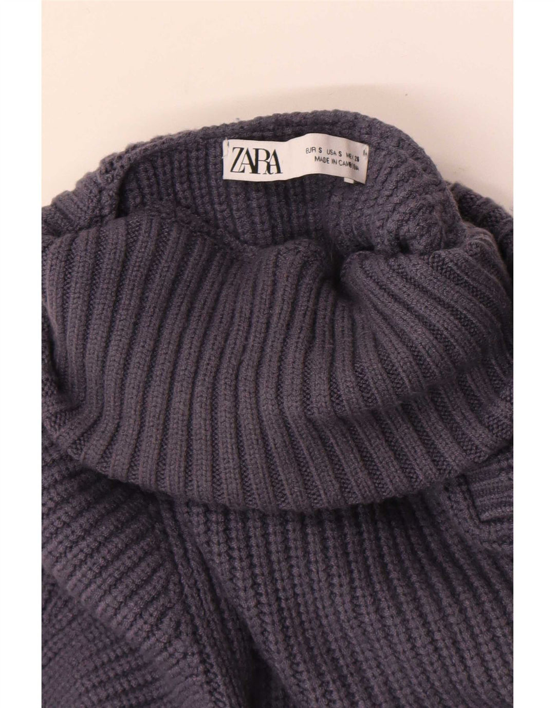 Maglione maglione collo alto da donna Zara UK 10 piccolo grigio