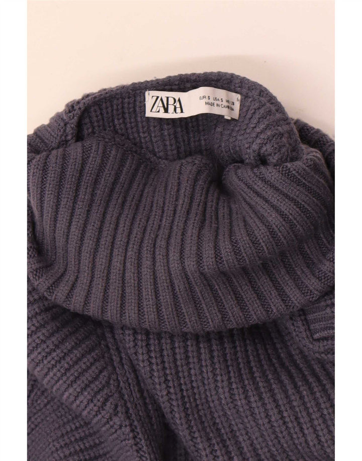 Maglione maglione collo alto da donna Zara UK 10 piccolo grigio