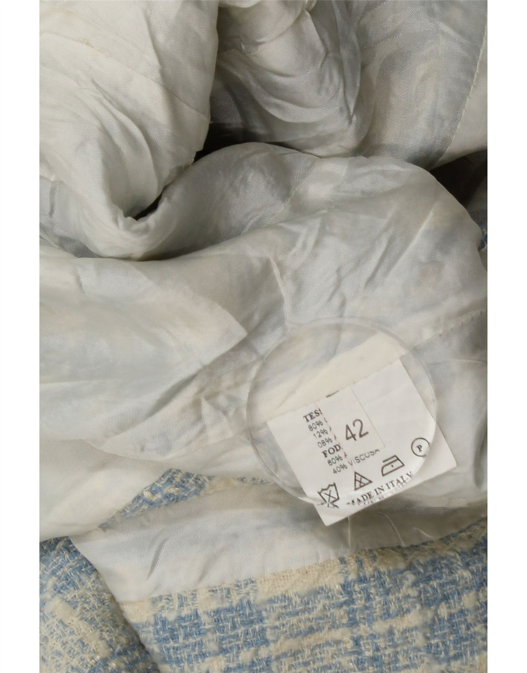 Giacca blazer vintage da donna a 3 bottoni IT 42 cotone a quadri blu medio