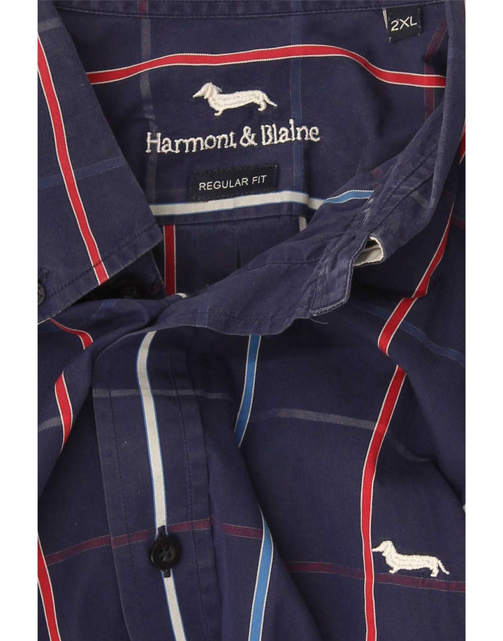Camicia da uomo Regular Fit Harmont & Blaine 2XL a quadri blu