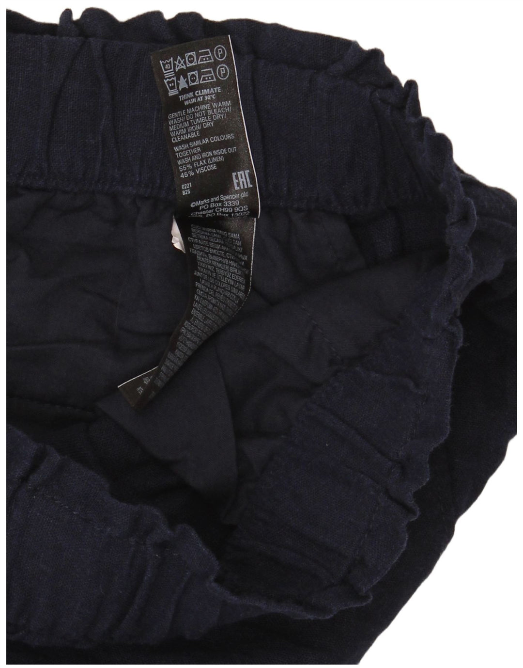 Pantaloncini casual da donna Marks & Spencer UK 12 medi W32 blu navy lino