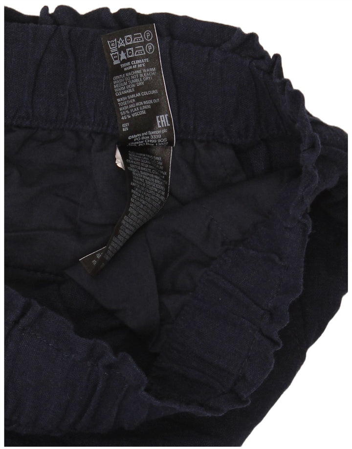 Pantaloncini casual da donna Marks & Spencer UK 12 medi W32 blu navy lino