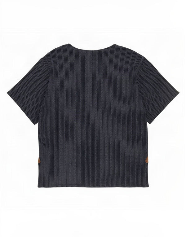 T-shirt da uomo vintage Top XL in cotone a righe blu navy