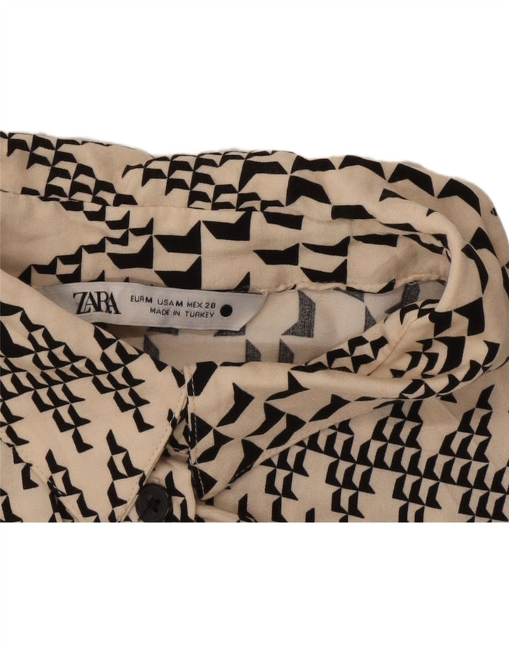 Camicia a maniche corte da donna Zara UK 14 Medium Off White geometrica